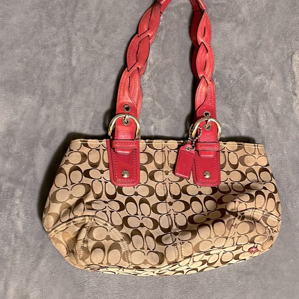 Vintage coach, pink leather canvas, signature purse